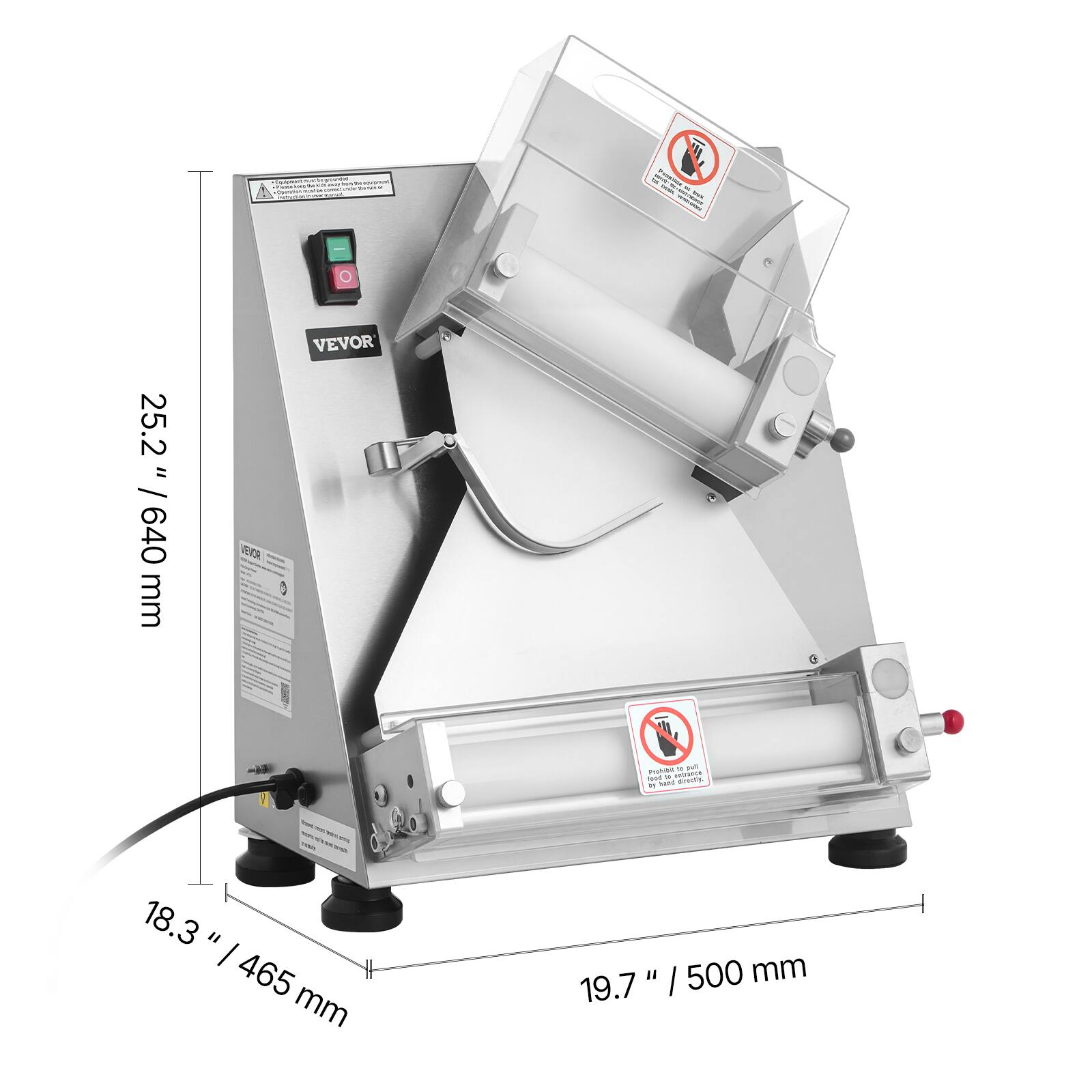 Supplements grounded. Wouldment SKINDY hours "Plants - be - - - 18h !! - - - 25.2" / 640 mm VEVOR VEVOR Prohibit 0 put IN it entrance hand directly. 18.3" / 465 mm 19.7" / 500 mm