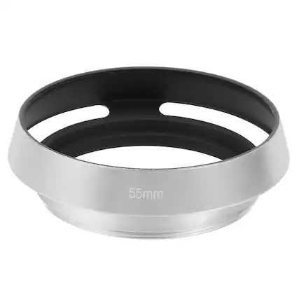 Front. Unique Bargains - 55mm Lens Hood, Universal Metal Hollow Curved Screw-in Vented Lens Hoods for Fujifilm for Pentax - Silver.