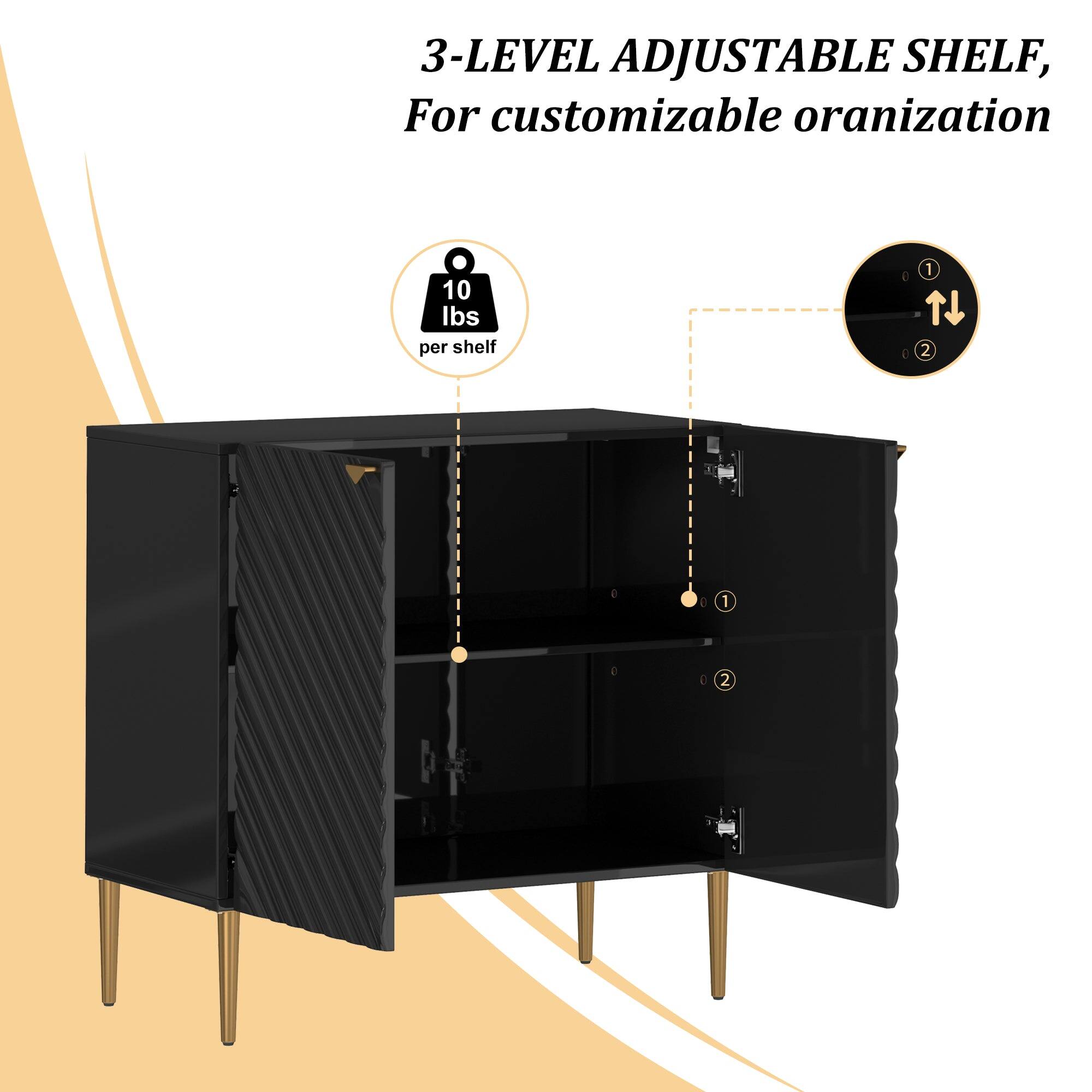 3-LEVEL ADJUSTABLE SHELF, For customizable organization 10 lbs per shelf 1 2 I 1 2