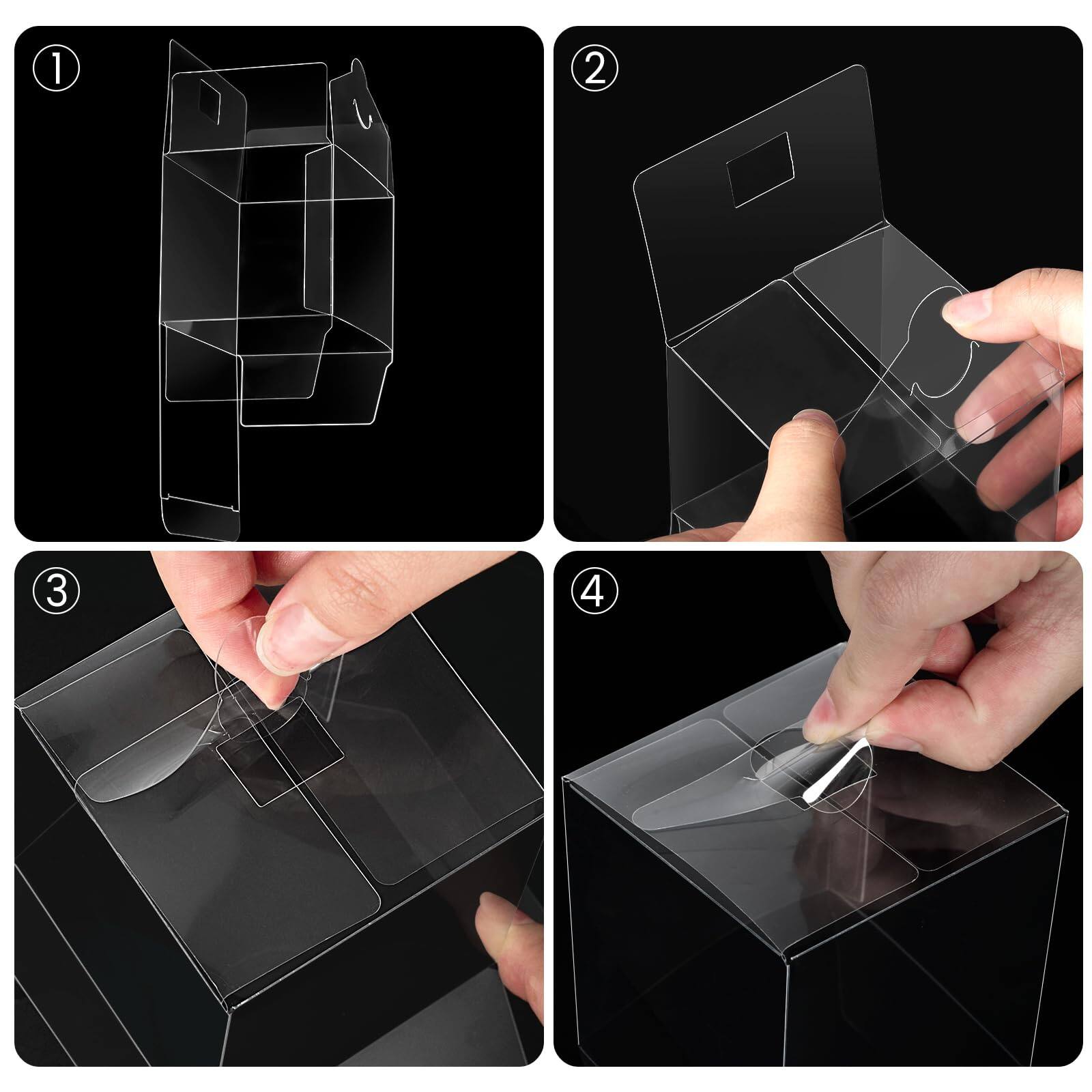 Alt View 4. Paradigms Interiors - Inches Clear Favor Boxes Small Plastic Gift With Ribbons For Cupcakes Cocoa Bombs Wedding Shower Birthday P... - 3x3x3 Inch.