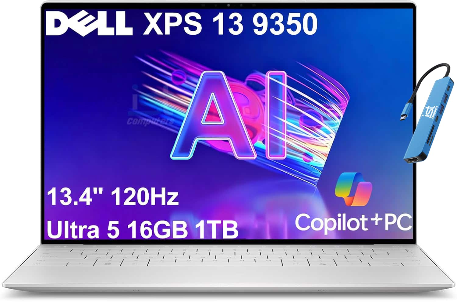 Dell - XPS 13 9350 13.4" 2K 120Hz Laptop - Intel Core Ultra 5 with 16GB Memory - 1TB SSD - Thunderbolt 4 - Windows 11 Pro - Platinum