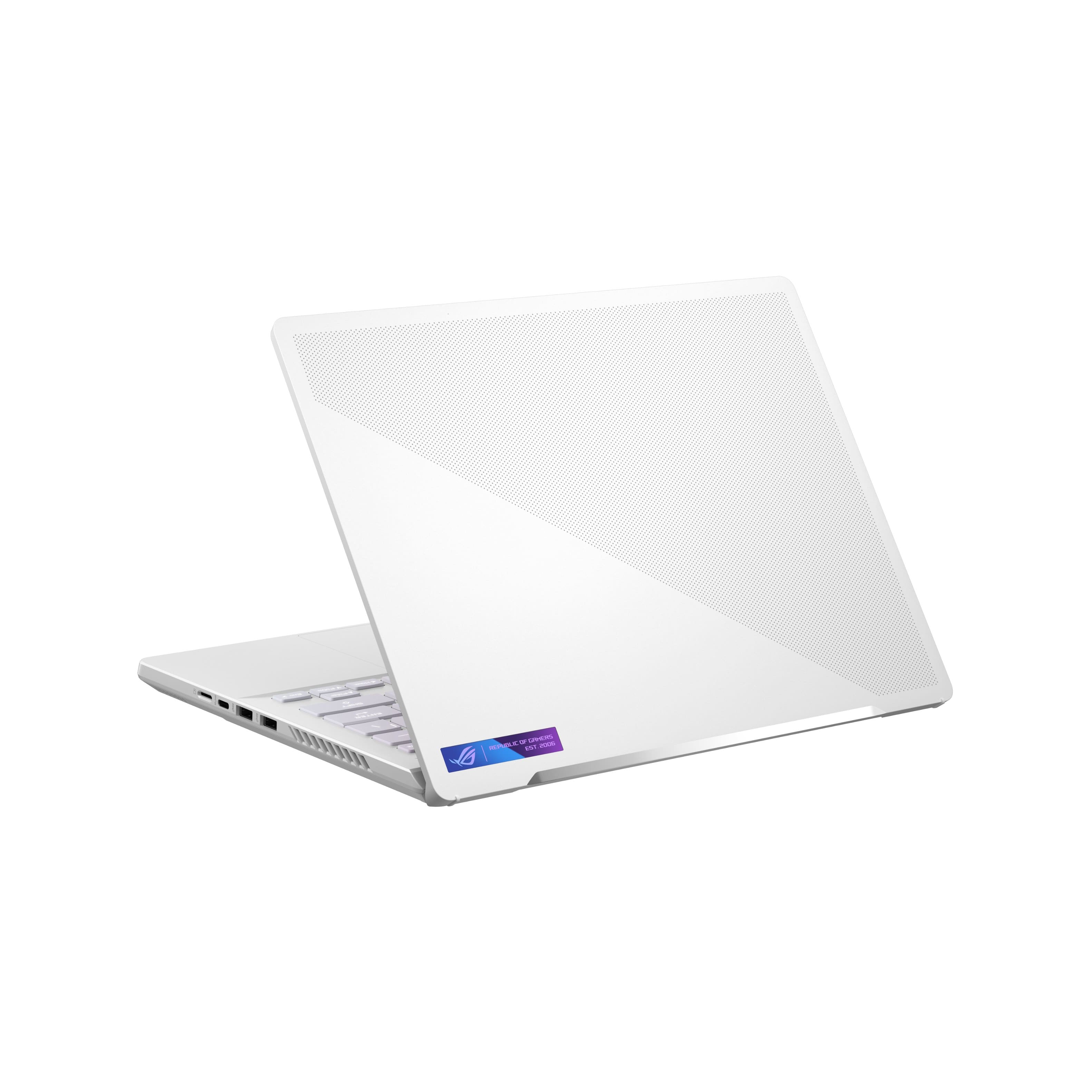 Alt View 4. ASUS - ROG Zephyrus 14” WQXGA 120Hz Gaming Laptop – AMD Ryzen 9– 16GB DDR5 Memory – AMD Radeon RX 6700S – 1TB PCIe 4.0 SSD - White.