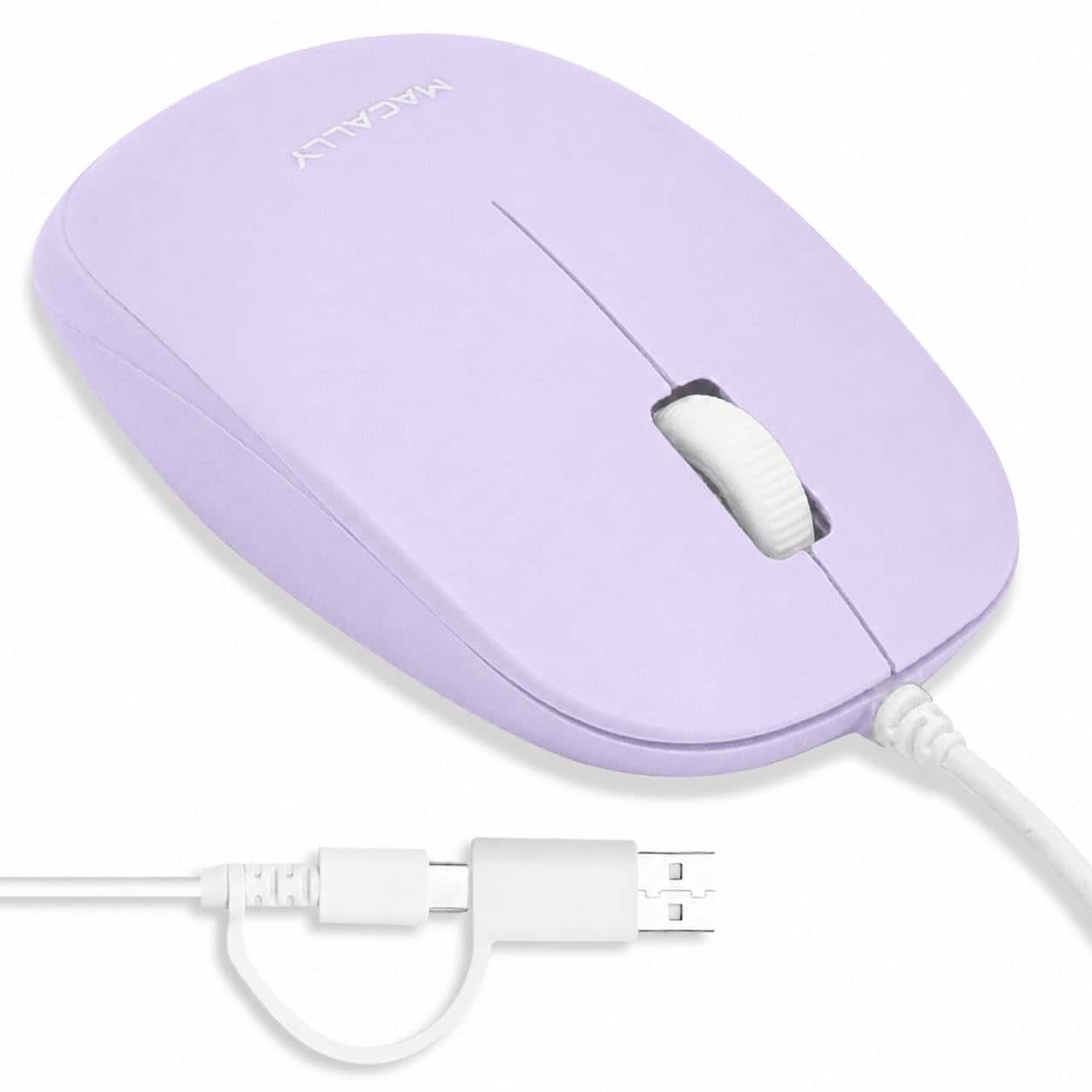 Macally - Wired Mouse for Mac and PC - Dual USB C + A Plug - Simple Ambidextrous 3 Button USB Mouse Wired - Wired - Purple price history on PriceWatchPro