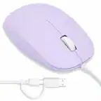 Front. Macally - Macally Wired Mouse for Mac and PC - Dual USB C + A Plug - Simple Ambidextrous 3 Button USB Mouse Wired - Purple - Purple.