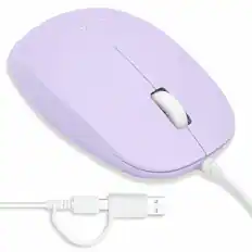 Front. Macally - Macally Wired Mouse for Mac and PC - Dual USB C + A Plug - Simple Ambidextrous 3 Button USB Mouse Wired - Purple - Purple.