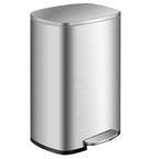 Front. Gymax - Gymax 13.2 Gallon Trash Garbage Can Stainless Steel Airtight Soft Close Bin W/ Bucket - Silver.