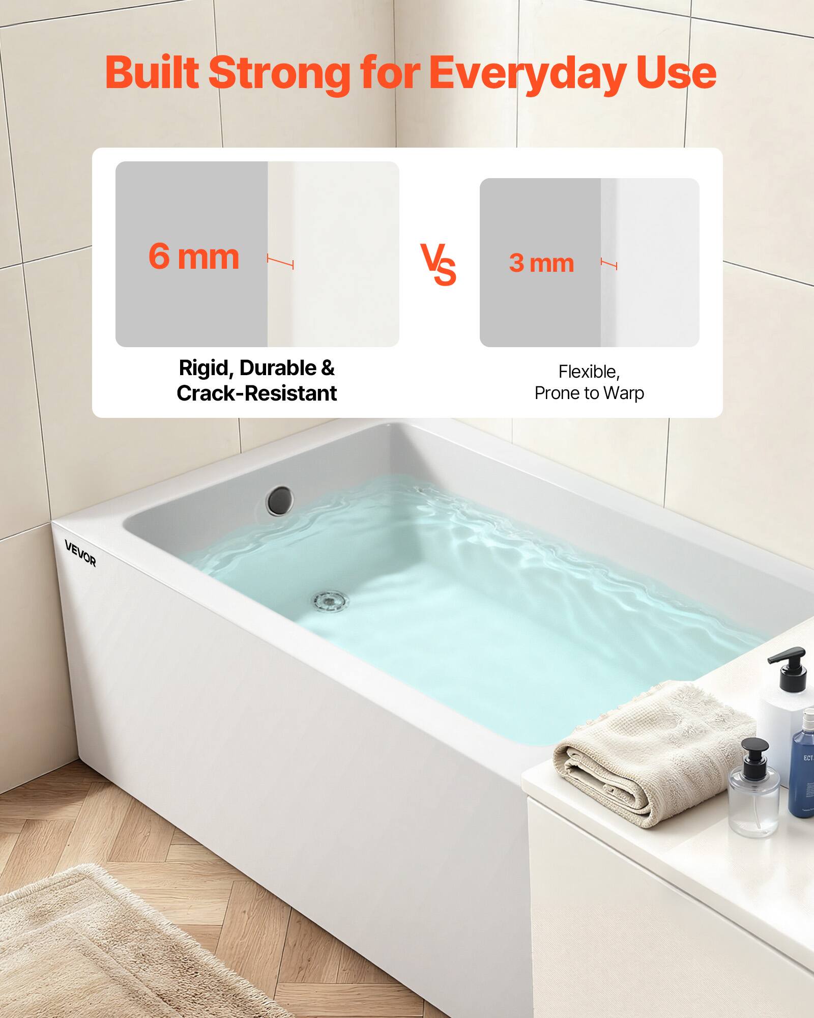 Built Strong for Everyday Use

6 mm  
Rigid, Durable & Crack-Resistant

Vs

3 mm  
Flexible, Prone to Warp

VEVOR