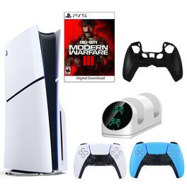 PS5 COD III Console with Blue Dualsense Controller, Dual Charging Dock and Silicone Sleeve - PlayStation 5