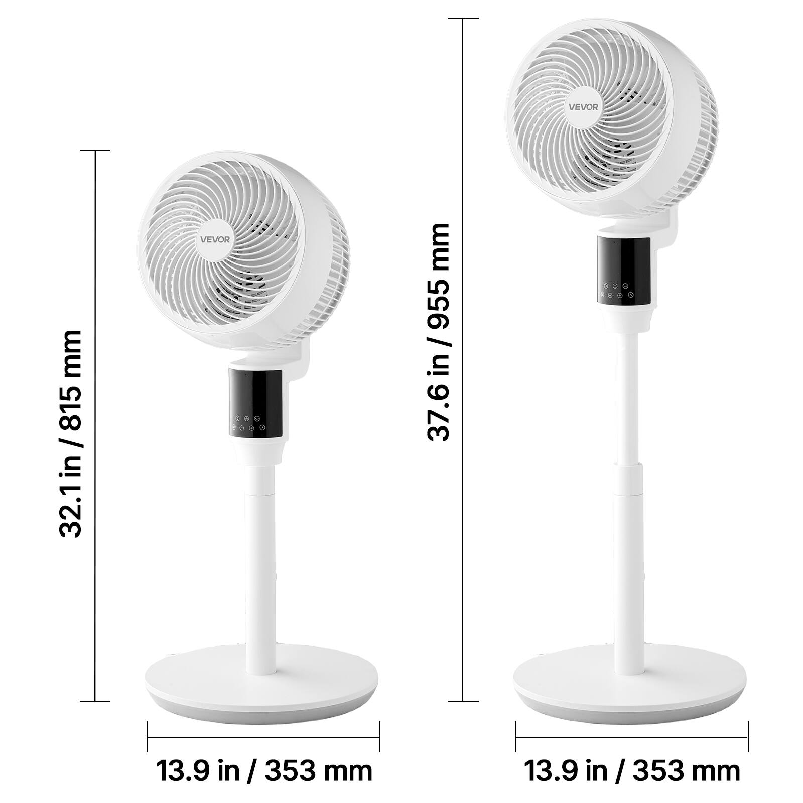 VEVOR mm 815 / in 32.1  
VEVOR mm 955 / in 37.6  
37.6 in / 353 mm  
13.9 in / 353 mm