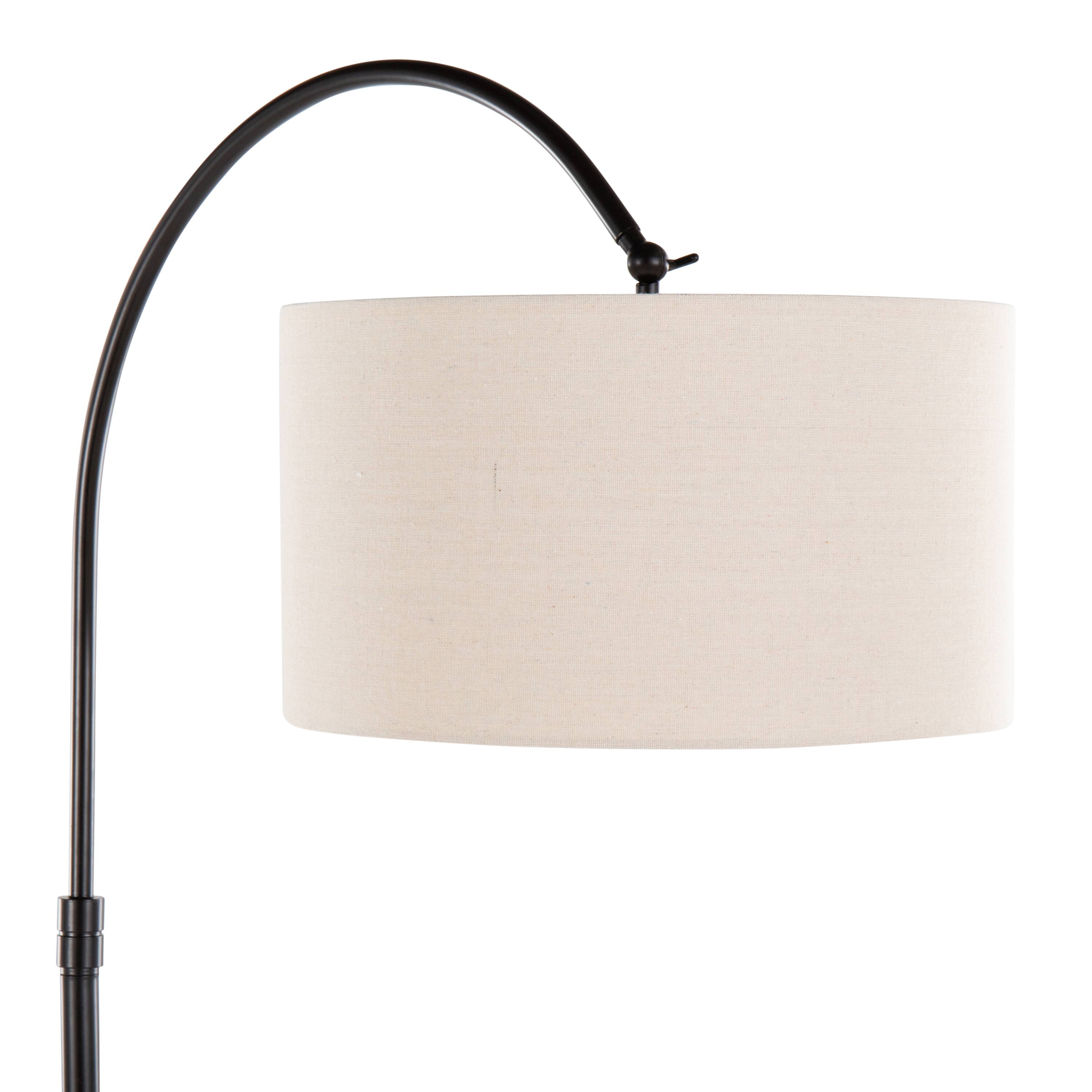 Alt View 4. Loheer - Loheer 72 Inch Contemporary Metal Floor Lamp Oil Bronze Tall Standing Light with Natural Linen Shade for Living Room - Natural.