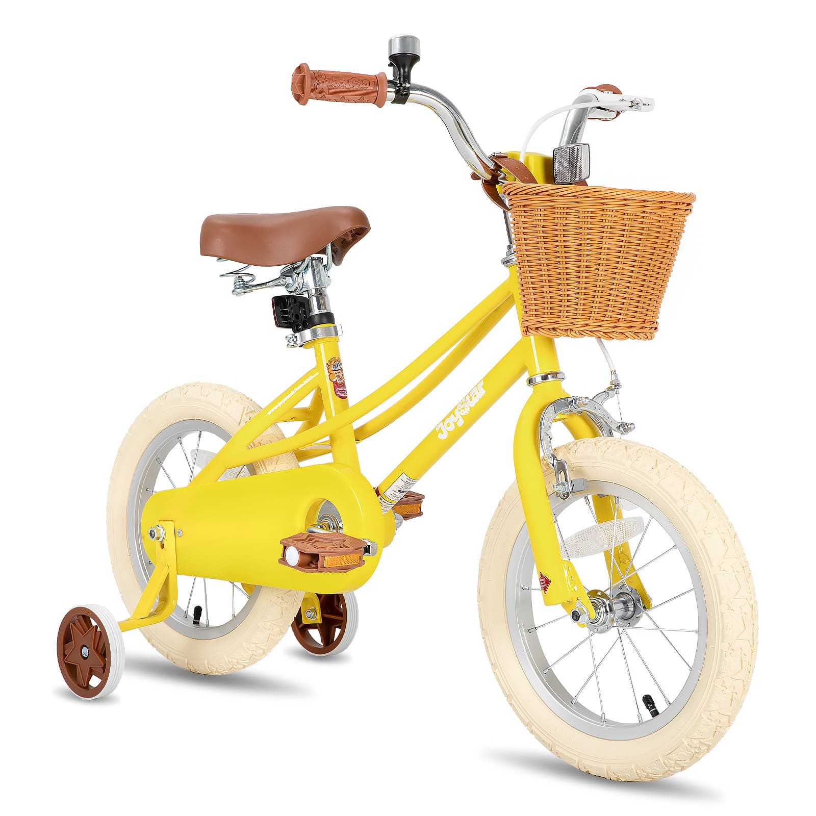 JOYSTAR - Fantasy 16 Inch Kids Bike with Training Wheels & Basket, Children's Bike for 4-7 Years Old Boys Girls - Yellow