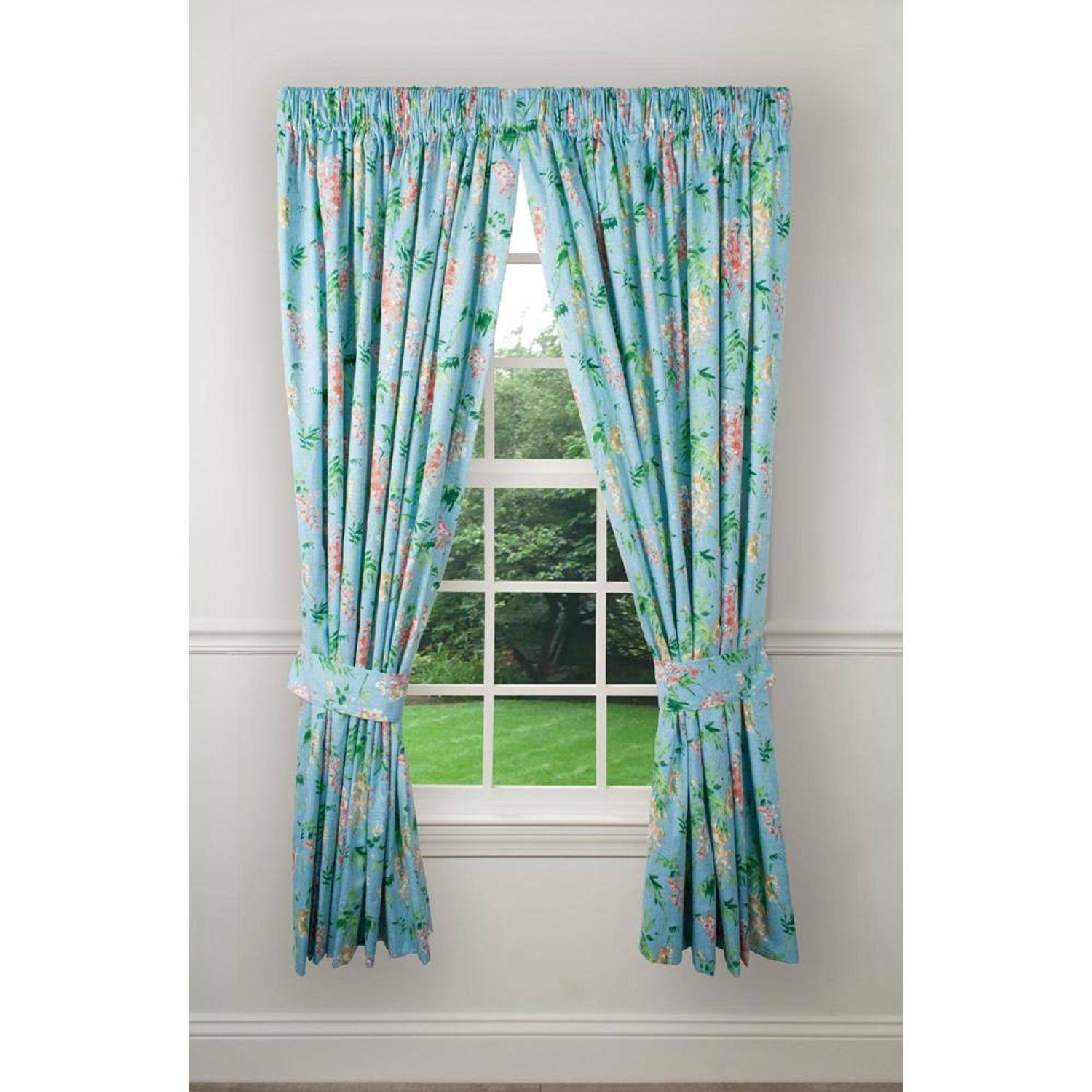 Front. Ellis Curtain - Ellis Curtain Wisteria Lined Light Blocking Window Curtain Tailored Panel - 50x63" Turquoise - Turquoise.