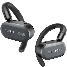 TOZO - O2 Open Ear Wireless Headphones, Lightweight, Bluetooth 5.3, Multi-Angle Adjustment, Dual-Axis, Clear Calls - Black