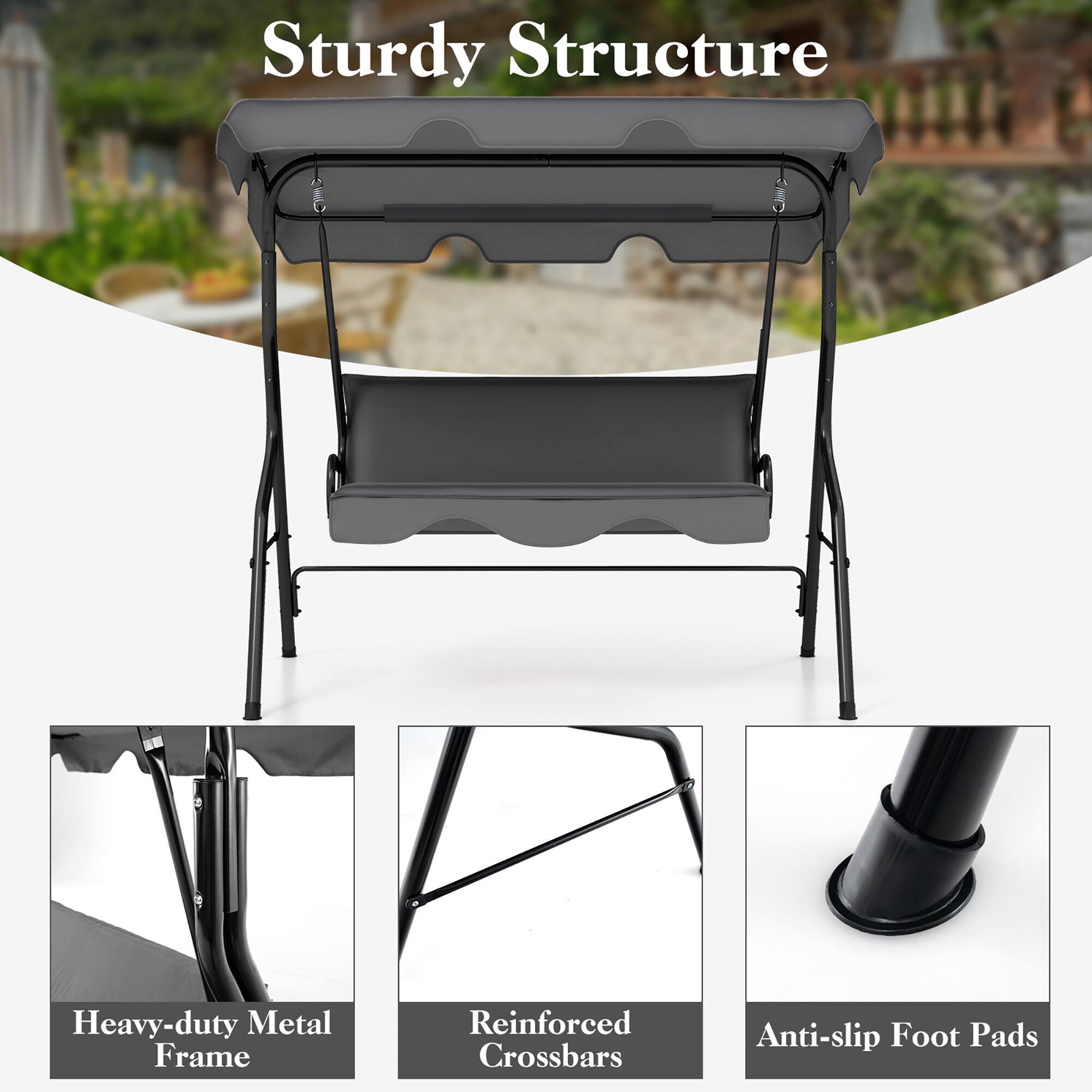 Sturdy Structure  
Heavy-duty Metal Frame  
Reinforced Crossbars  
Anti-slip Foot Pads