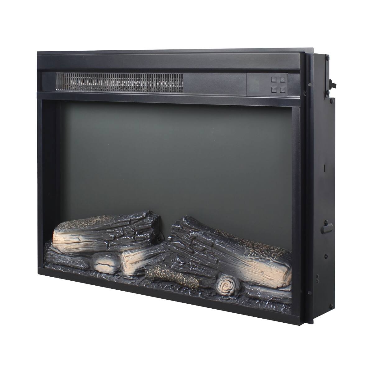 Alt View 1. Loheer - Loheer 23 inch electric fireplace insert, ultra thin heater with log set, 1400W, Antique Black - Antique Black.