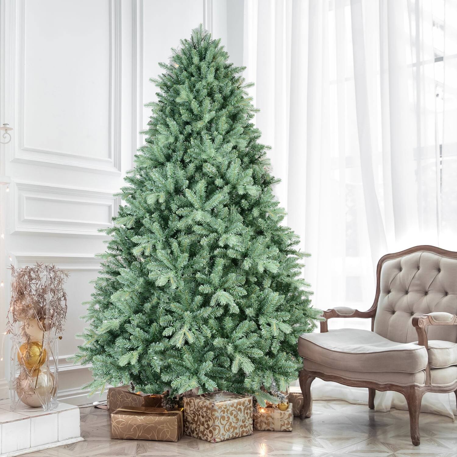 Alt View 4. Pefilos - 5ft Artificial Christmas Tree with 1194 PE/PVC Branch Tips, Memory & Iron Wire, Hinged Premium Quality & Foldable Base - Green.
