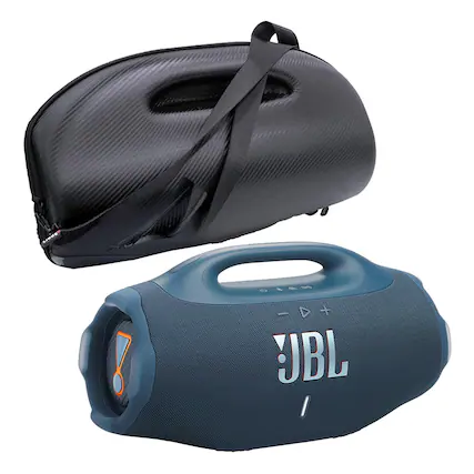 Front. JBL - JBL Boombox 4 Waterproof Portable Bluetooth Speaker Bundle with gSport Case - Blue.