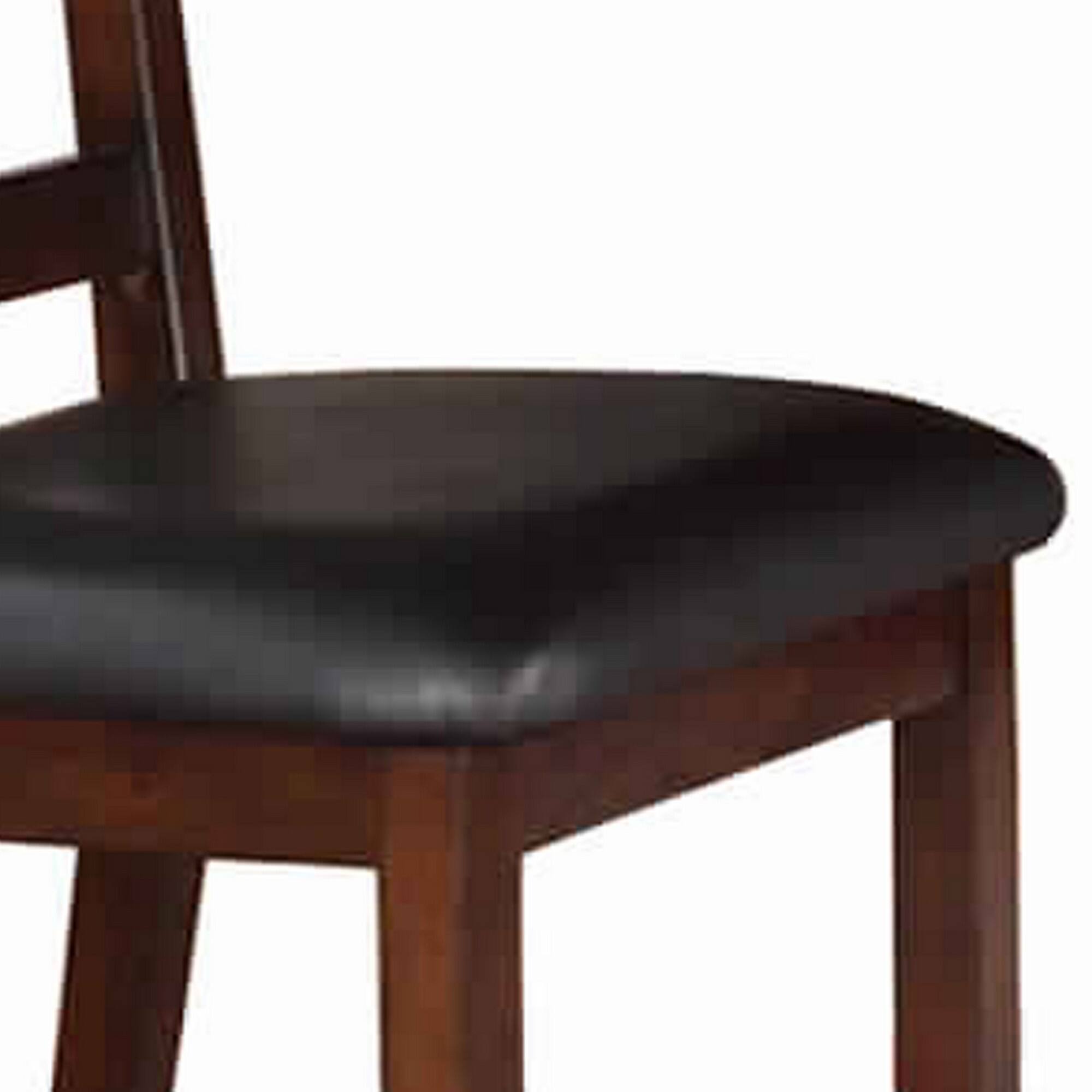 Alt View 2. Manhattan Lane - Solid Wood Leather Seat Side Chair Brown Set of 2 - Brown.