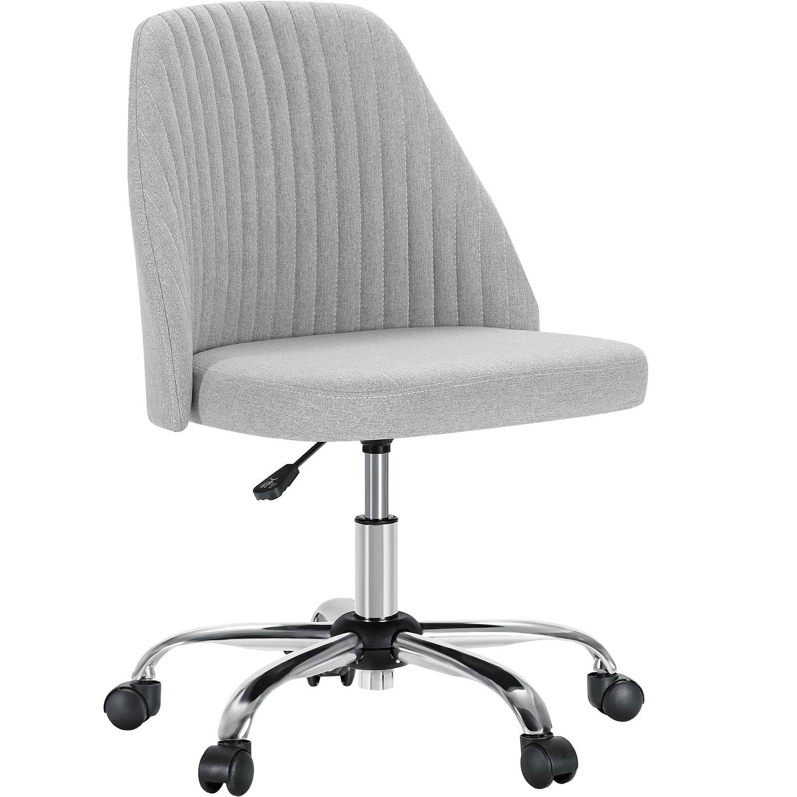 Front. AOITUN - Armless Home Office Desk Chair with Wheels Adjustable Swivel Task Computer Vanity Chair for Small Spaces - Gray.