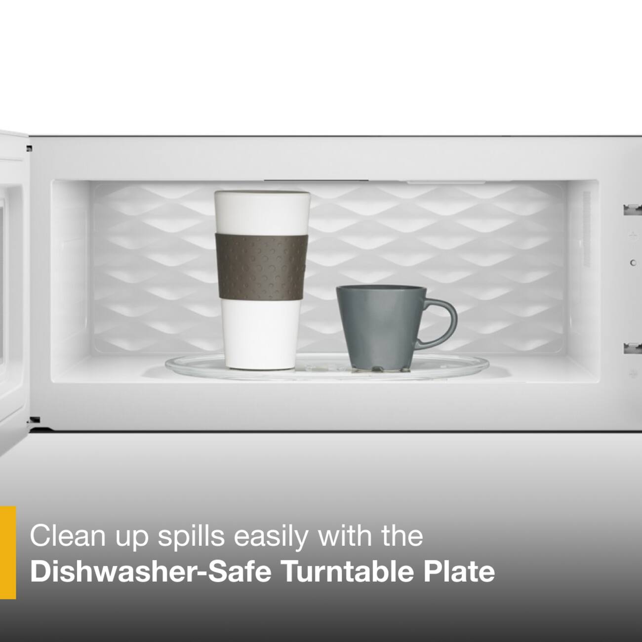 Clean up spills easily with the Dishwasher-Safe Turntable Plate