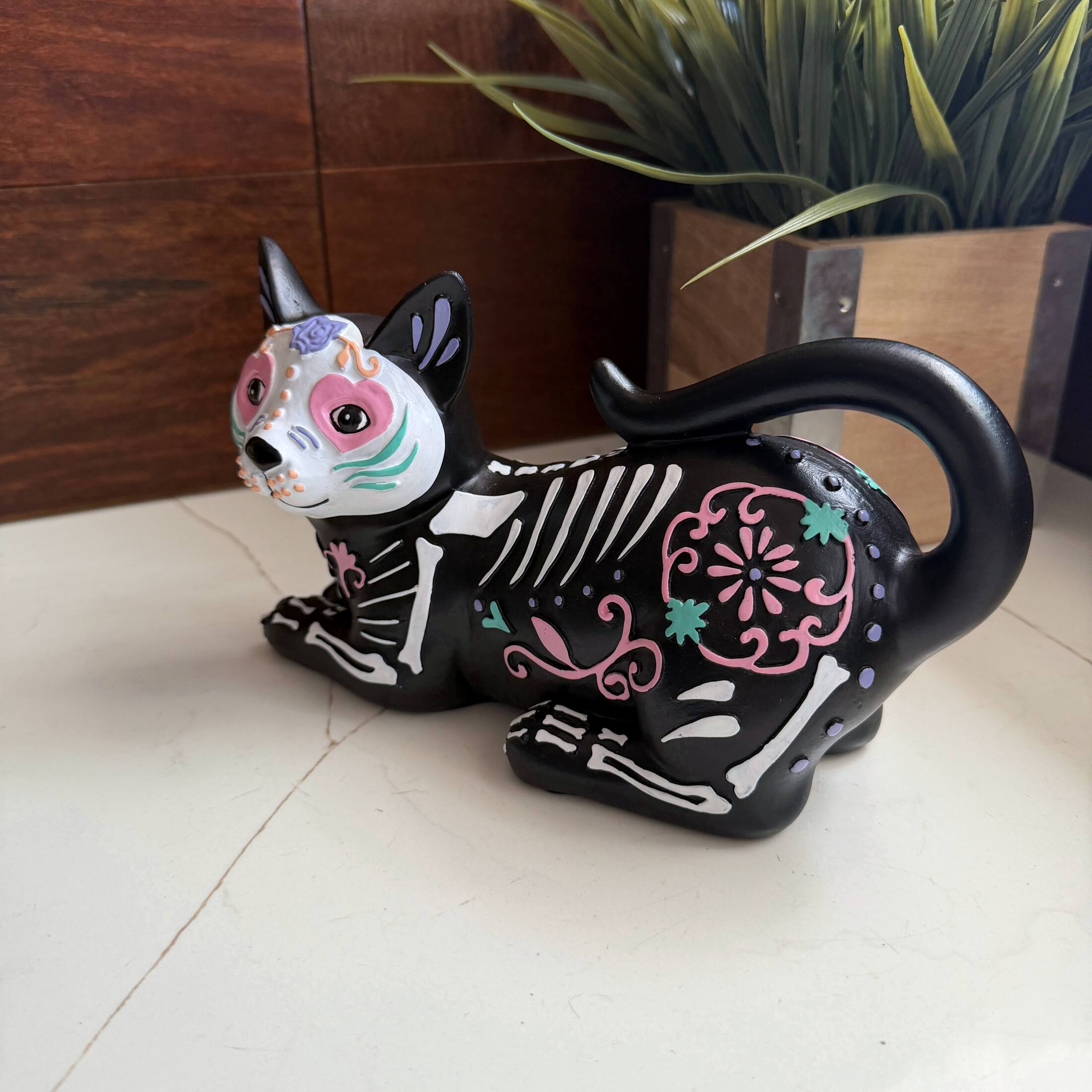 Alt View 5. Things2Die4 - Day of the Dead Skeleton Cat Figurine Resin 8 Inch Multicolor Gothic Decor - Multicolor.