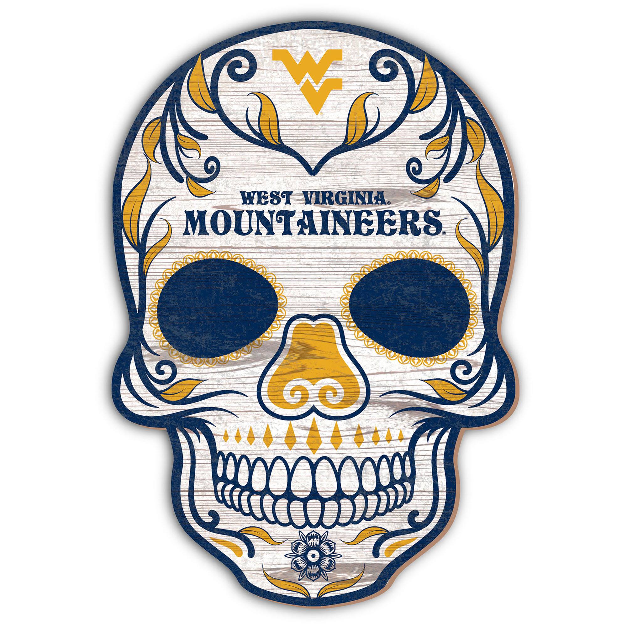 West Virginia Mountaineers 12'' Sugar Skull Sign