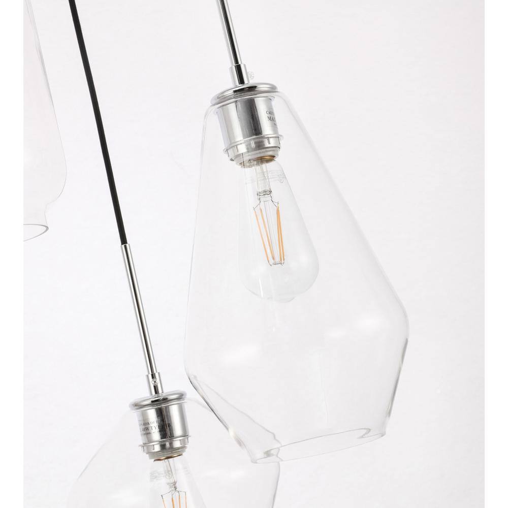 Alt View 3. Living District - Gene 3 light Chrome and Clear glass pendant - Chrome And Clear Glass.