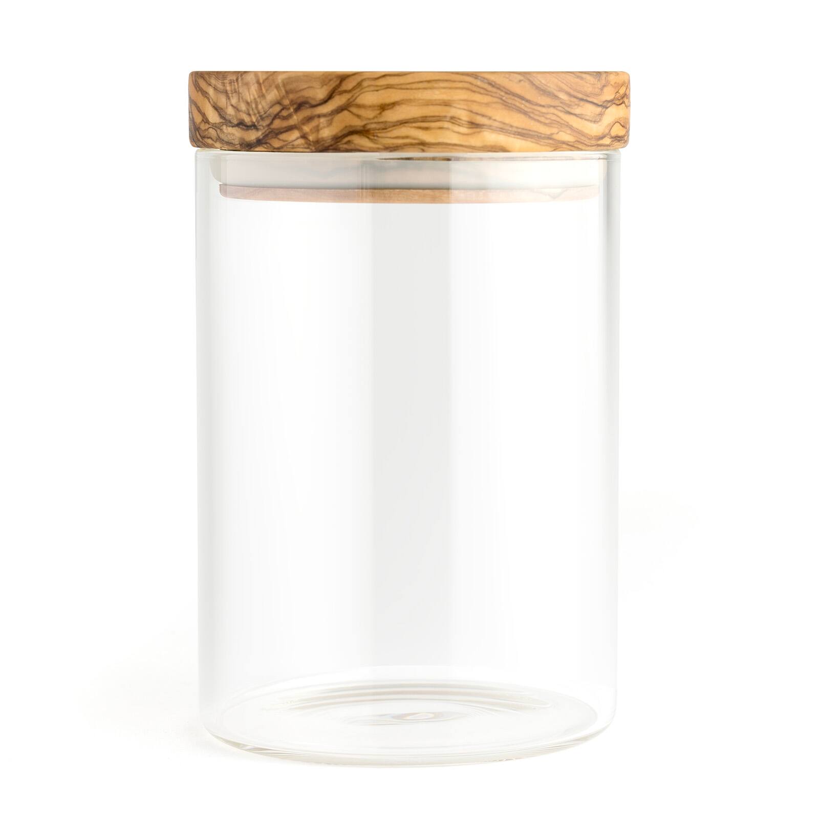 Alt View 1. Berard - Glass Storage Jar With Olive Wood Lid, 20-ounce - Brown.