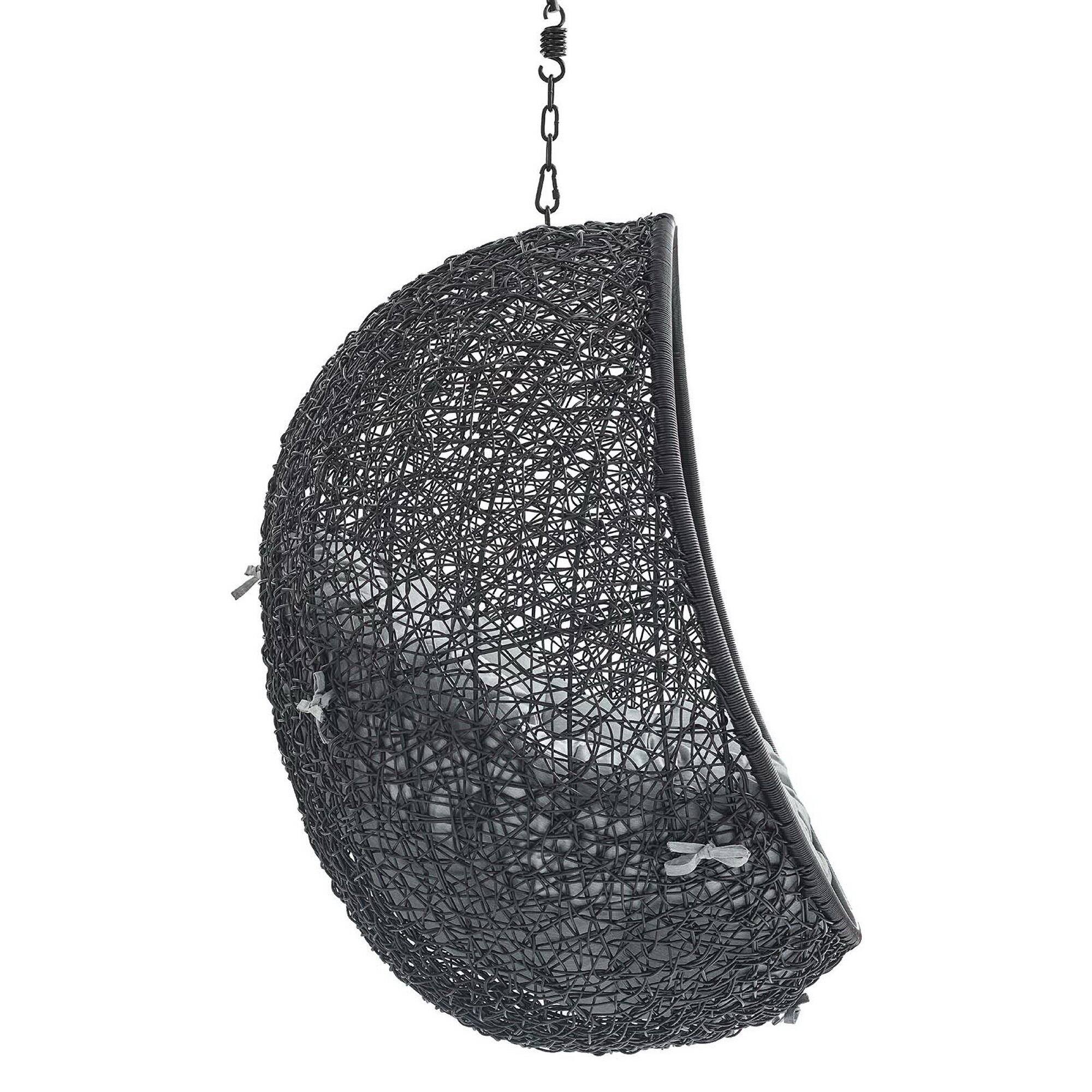 Left. Modway - Encase Sunbrella® Fabric Swing Outdoor Patio Lounge Chair Without Stand by Modway - Black Gray.