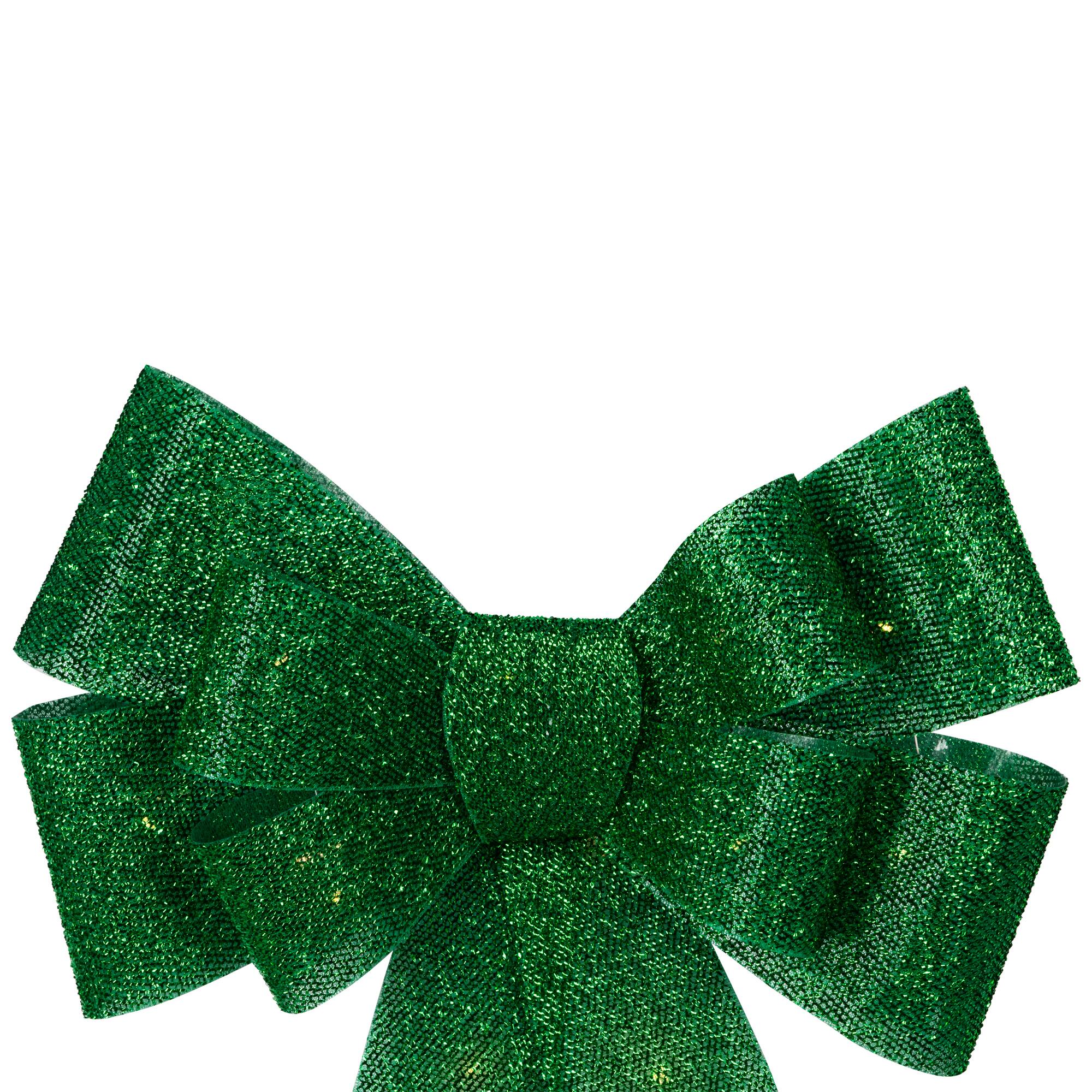 Alt View 6. Northlight - LED Lighted Tinsel Bow Christmas Decoration - 24" - Green - Green.