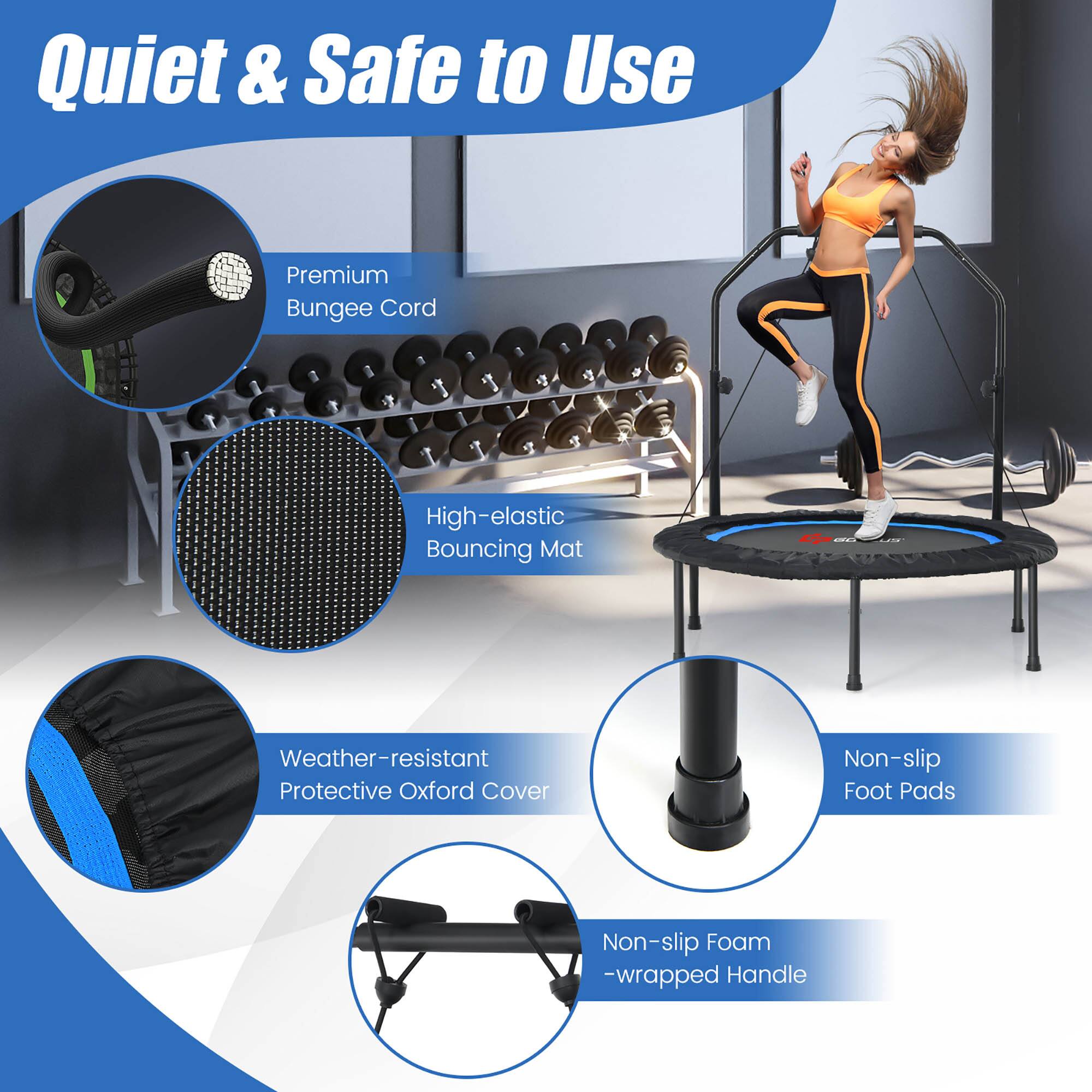 Quiet & Safe to Use

- Premium Bungee Cord
- High-elastic Bouncing Mat
- Weather-resistant Protective Oxford Cover
- Non-slip Foam-wrapped Handle
- Non-slip Foot Pads