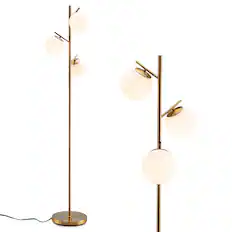 Front. Costway - Costway 3 Globe Floor Lamp Modern Freestanding Lamp Living Room w/Foot Switch - Golden.