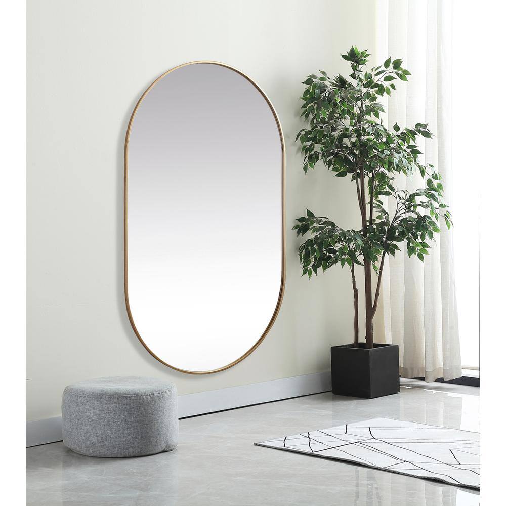 Alt View 4. Elegant Decor - Metal Frame Oval Mirror 36x60 Inch in Brass - Brass.