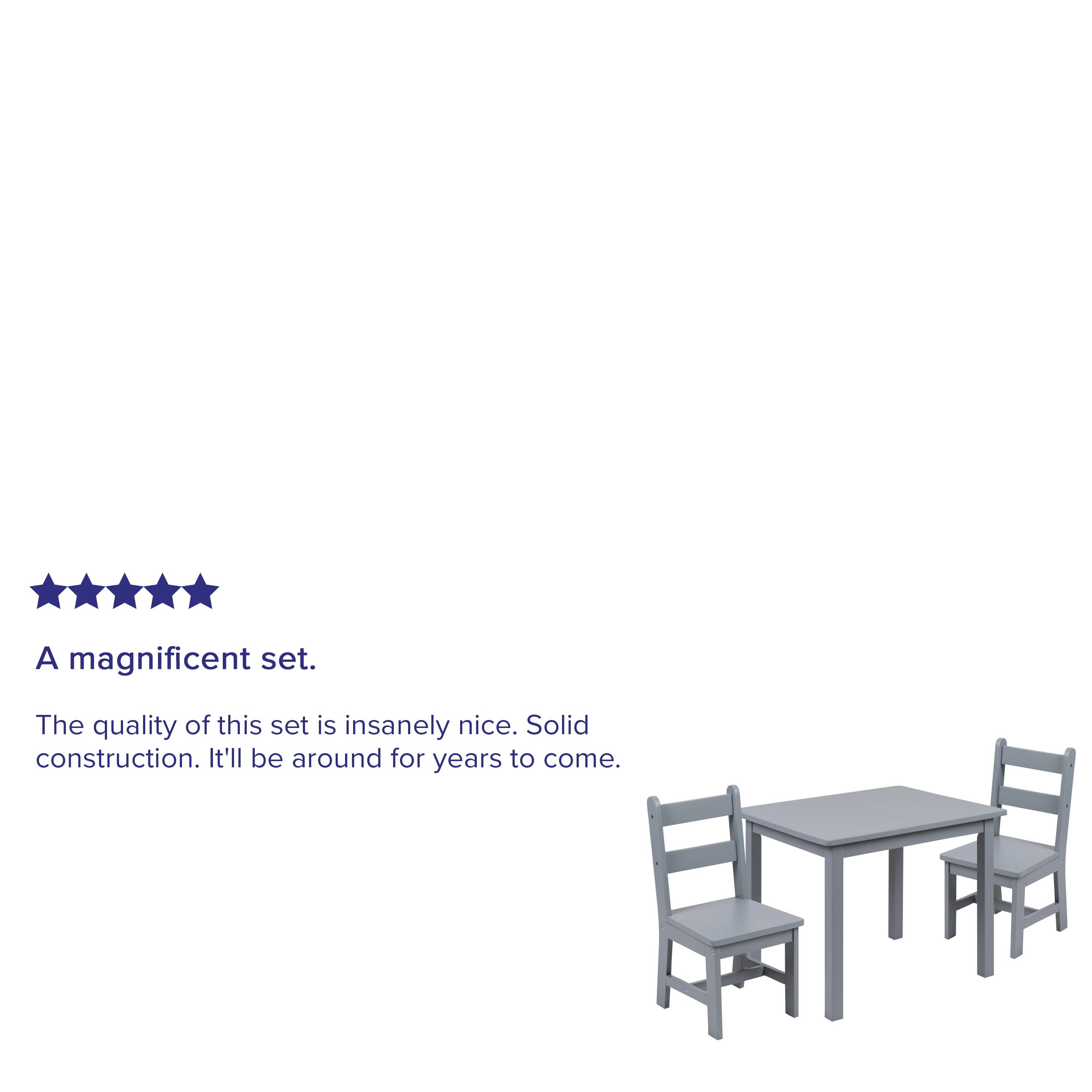 Alt View 14. Alamont Home - Kids Solid Hardwood Table and Chair Set for Playroom, Bedroom, Kitchen - 3 Piece Set - Gray.