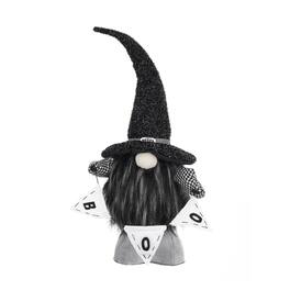 Boyel Living - 20 inch Black Fabric Halloween Gnome with Boo Banner - Black White