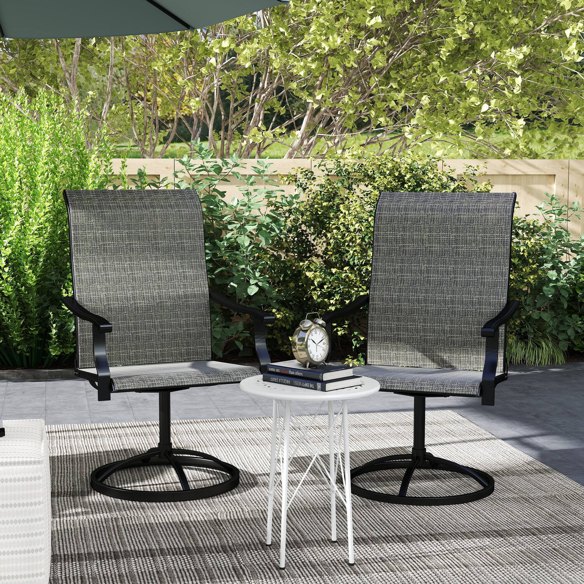 Alt View 8. Outsunny - Outdoor Patio Swivel Chairs Set of 2, High Back Patio Dining Chairs with All-Weather Mesh Fabric and Metal Frame - Gray.