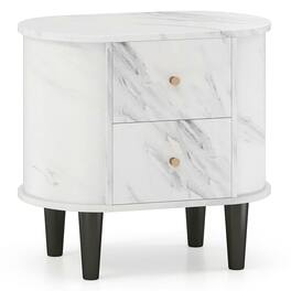 Kadyn - Sleek 2-Drawer Nightstand – Modern Faux Marble Bedside Table with Practical Storage, Bedroom Essential - White
