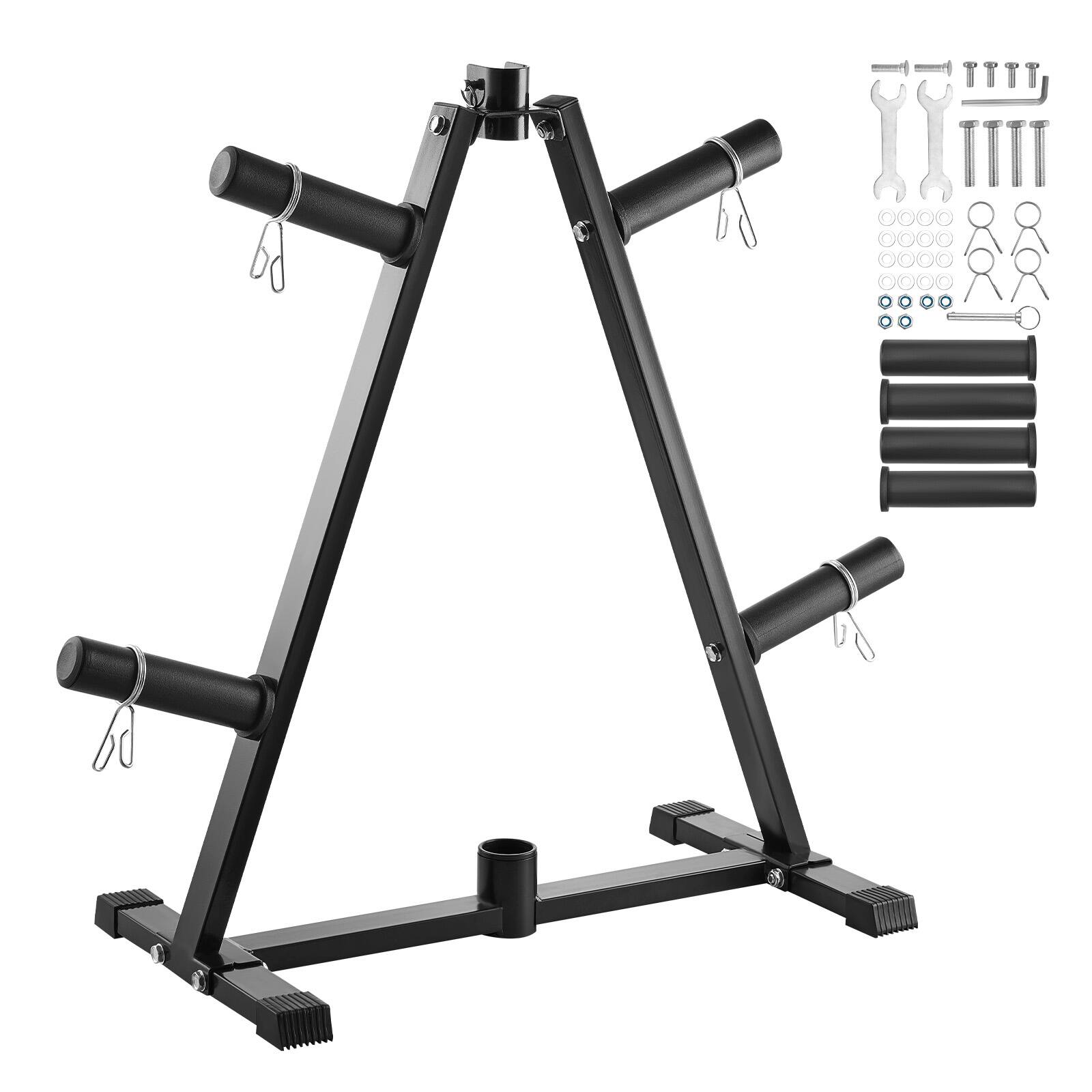 Front. VEVOR - Weight Plate Rack, A Frame Weight Plate Tree for 2-Inch Weight Plates, Standard Weight Plate Tree - Black (Powder Coated Gloss Finish).
