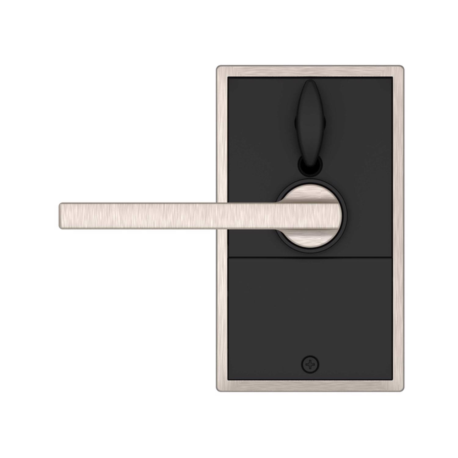 Angle. Schlage - Schlage Satin Nickel Steel Touchscreen Lever - Satin Nickel.