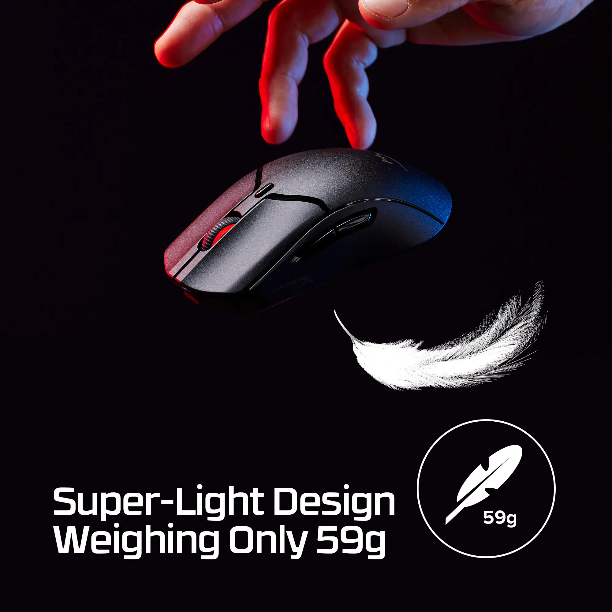 The text on the image reads "Super-Light Design Weighing Only 59g."