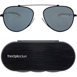 ThinOptics - Suns-Aviator frame Sunglasses with Grey Flash Mirror lens - Black