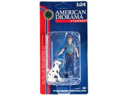 "Firefighters" Fire Dog Training Figures (Trainer and Dog) for 1/24 Scale Models by American Diorama - Multi