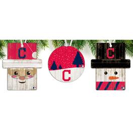 Fan Creations - Cleveland Guardians 3-Pack Ornament Set - Multicolor