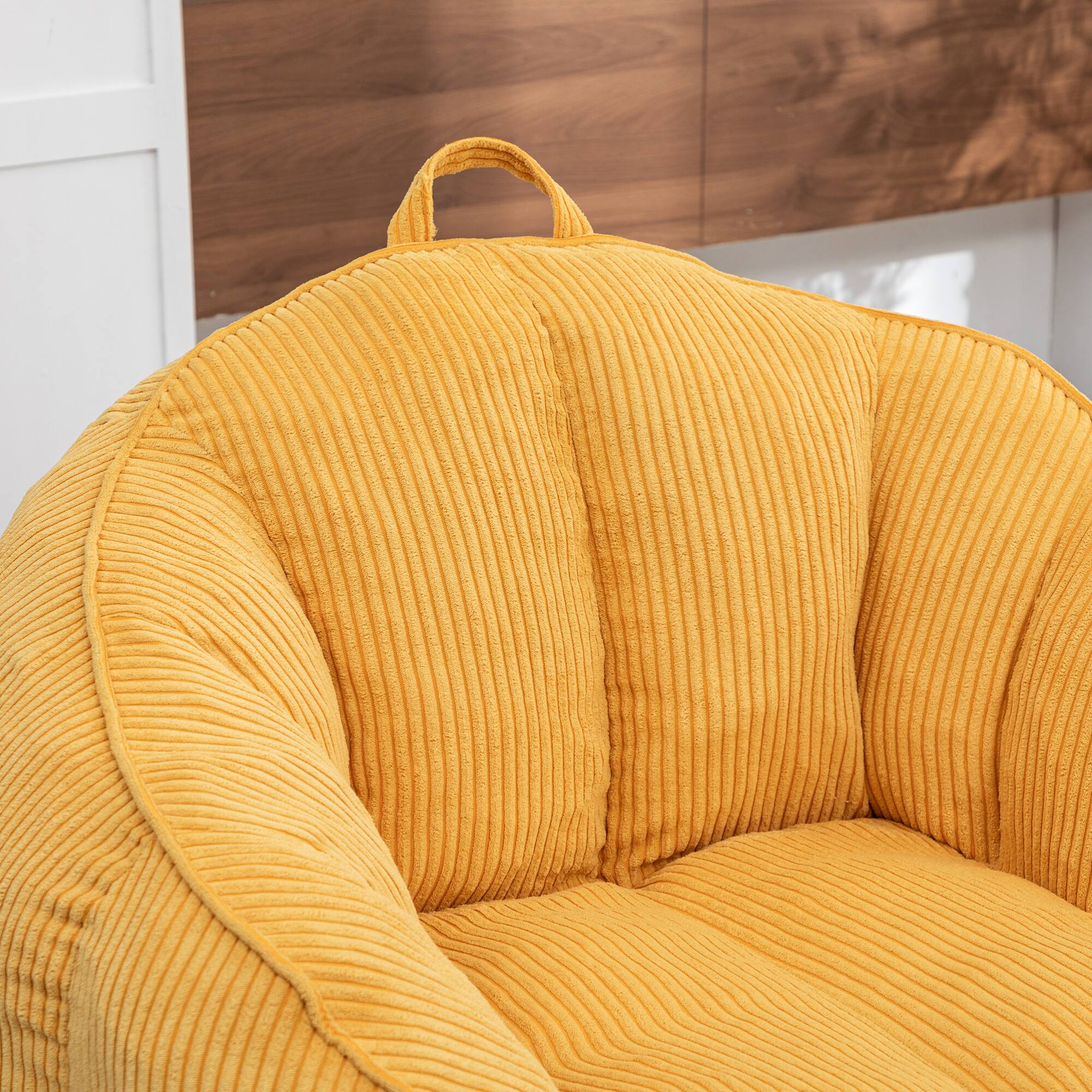 Alt View 4. GOODSILO - Large Corduroy Bean Bag Sofa Chair with Armrests for Living Room and Bedroom Comfort - Yellow.