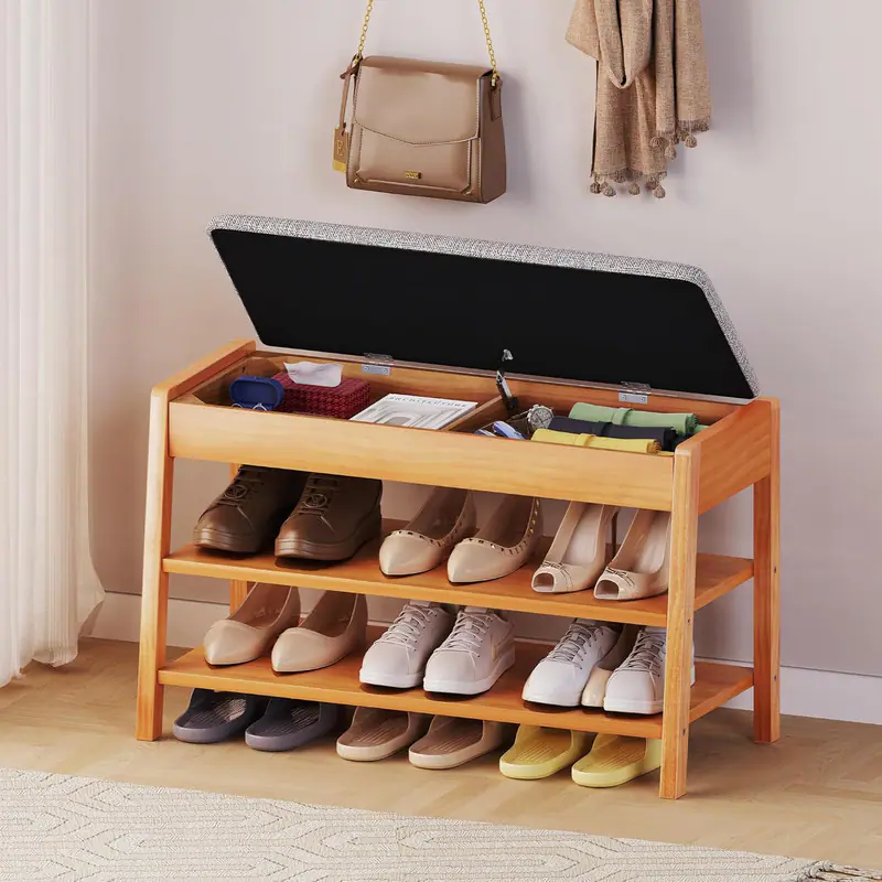 Shoe Rack Winning partphoner Shoe Rack Bench with Storage Walnut - Best Buy