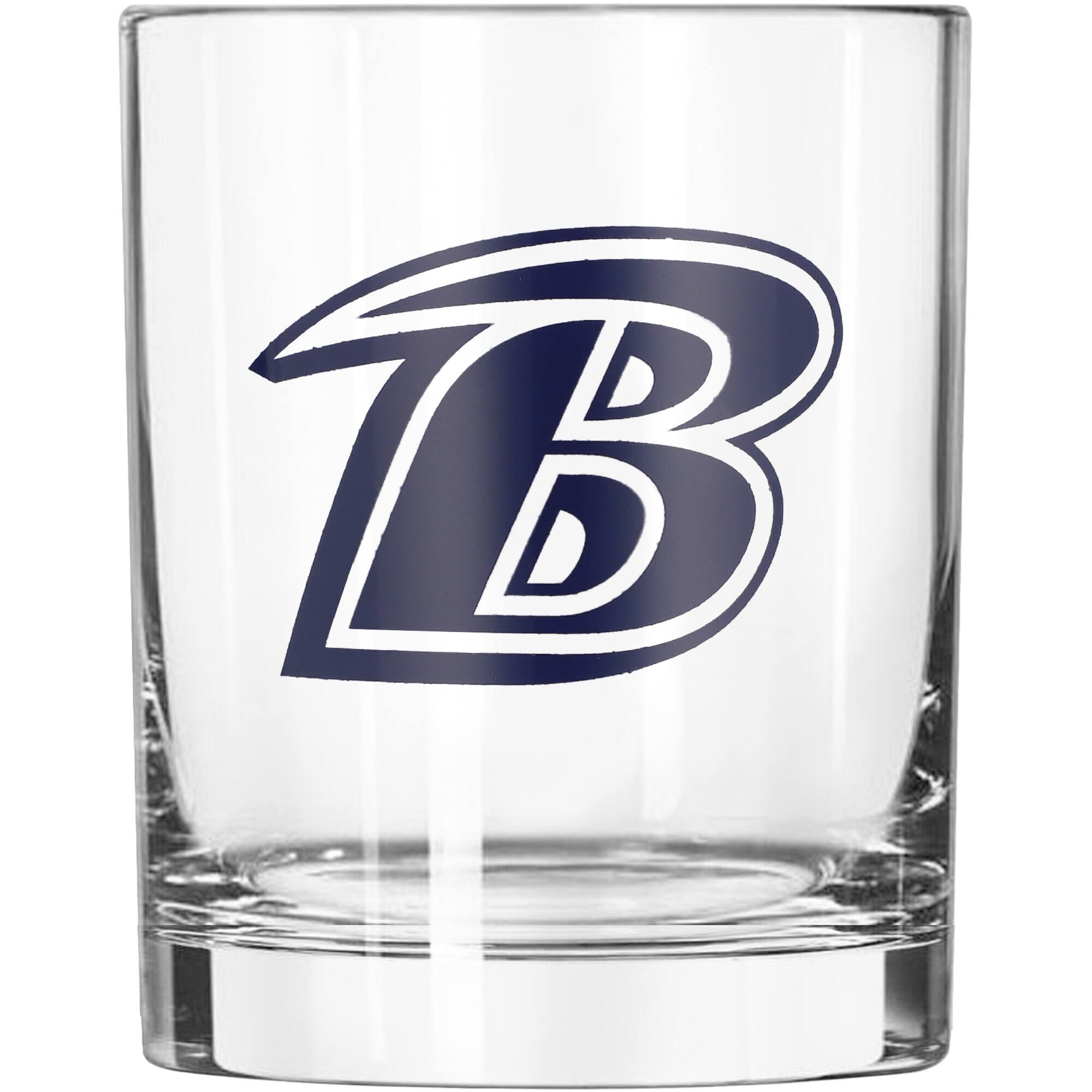 Front. Logo Brands - Baltimore Ravens 14oz. Game Day Rocks Glass - Multicolor.