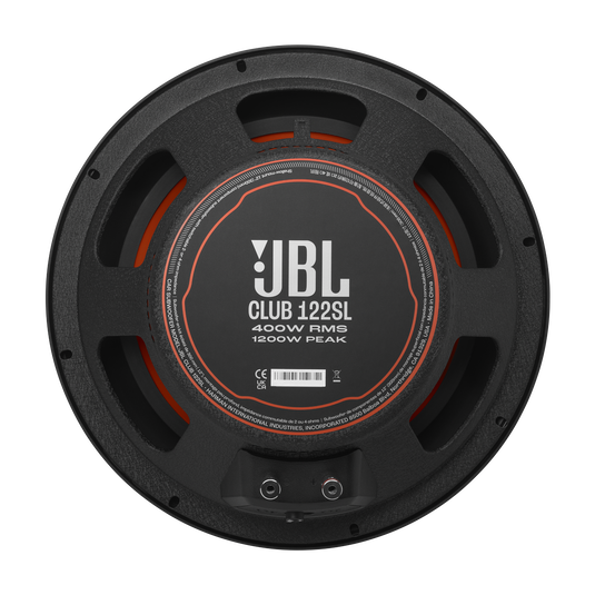 JBL  
CLUB 122SL  
400W RMS  
1200W PEAK  

Made in China  
USA Model  

929 JEL  
CA CLUB CE  

2 Northridge  
HARMAN International Industries Incorporated  

CE  
RoHS  
REACH