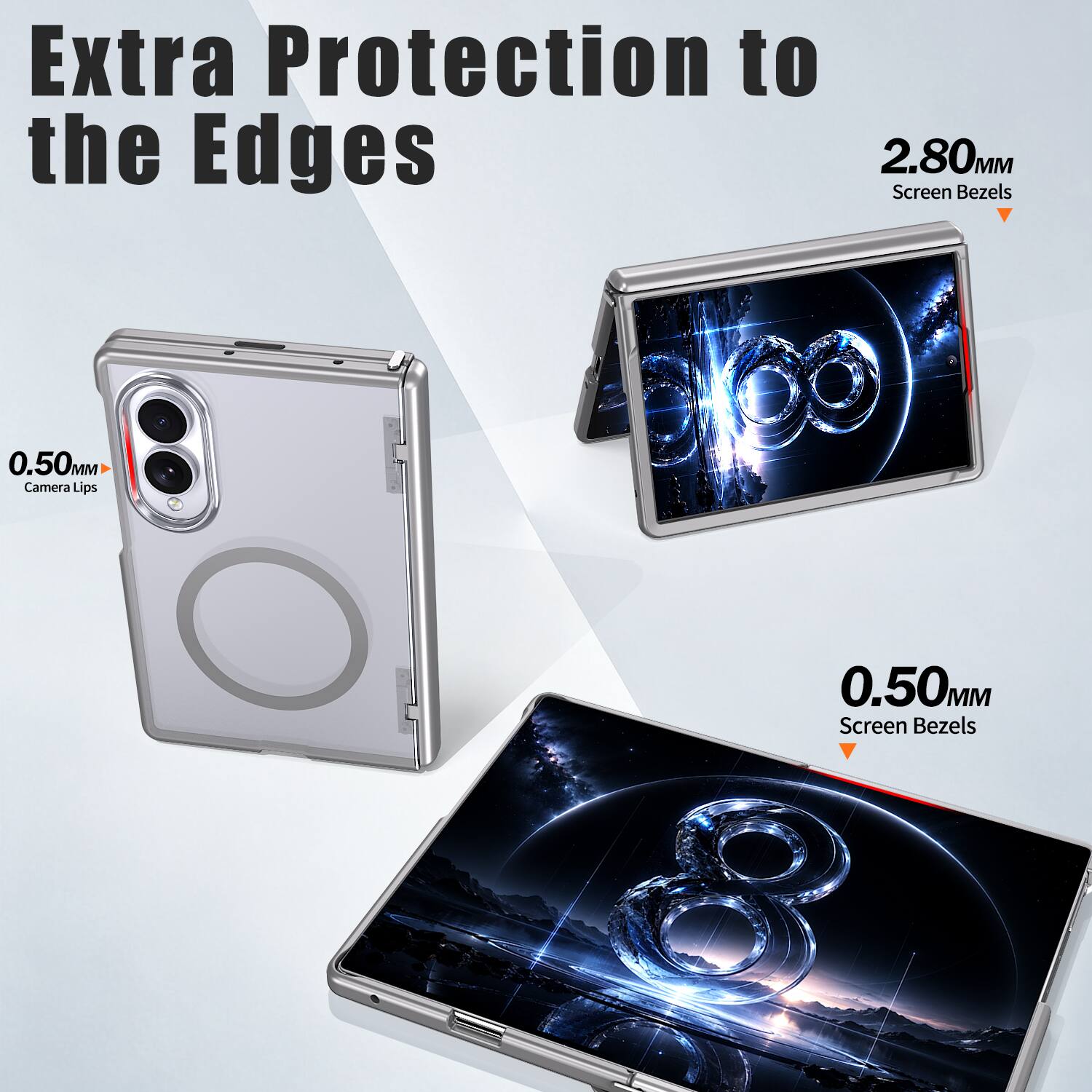 Extra Protection to the Edges  
2.80MM Screen Bezels  
0.50MM Camera Lips  
0.50MM Screen Bezels