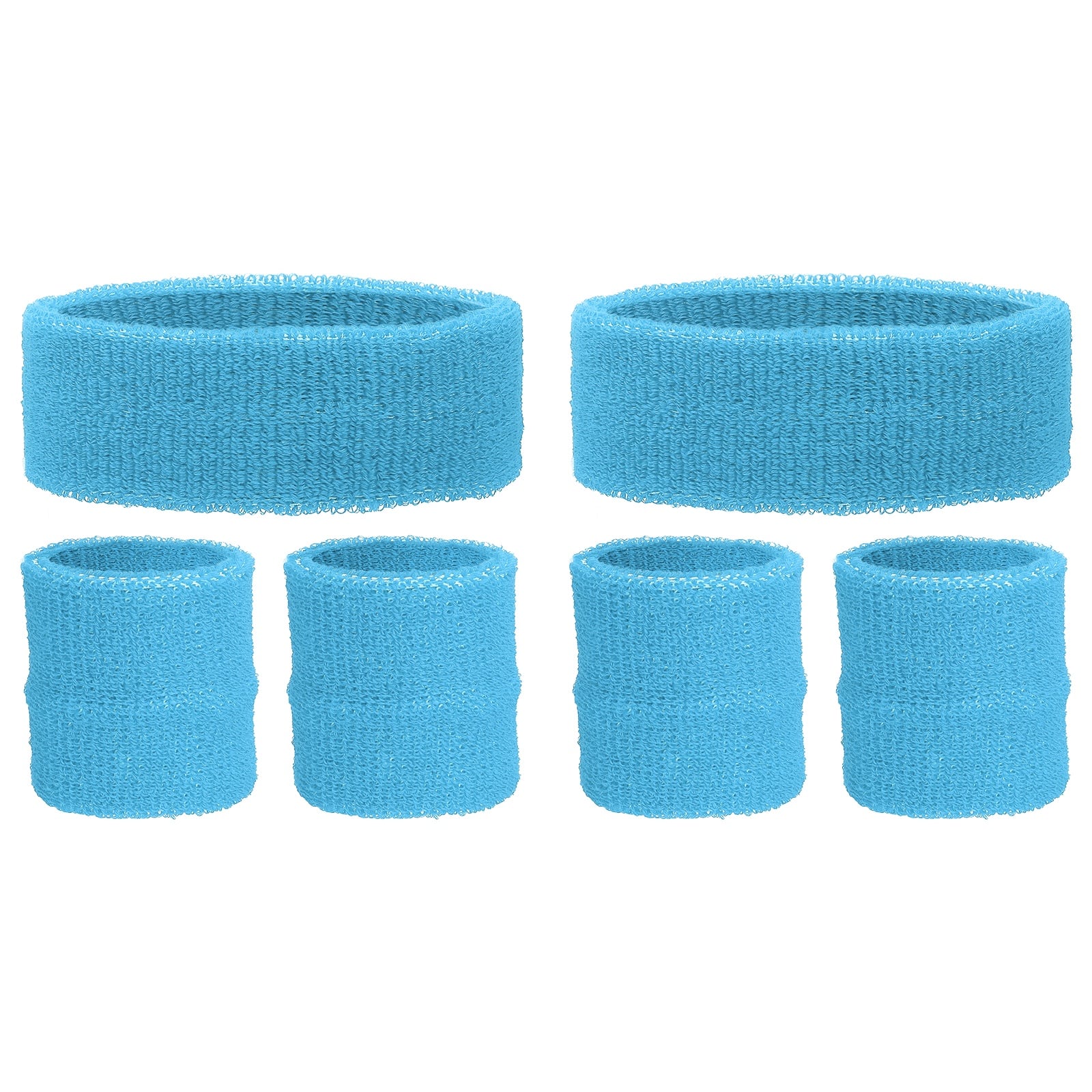 Unique Bargains - Sweatband Set, 2pcs Headband + 4pcs Wristbands Moisture Wicking Breathable Athletic Bands 6pcs for Sports - Sky Blue price history on PriceWatchPro