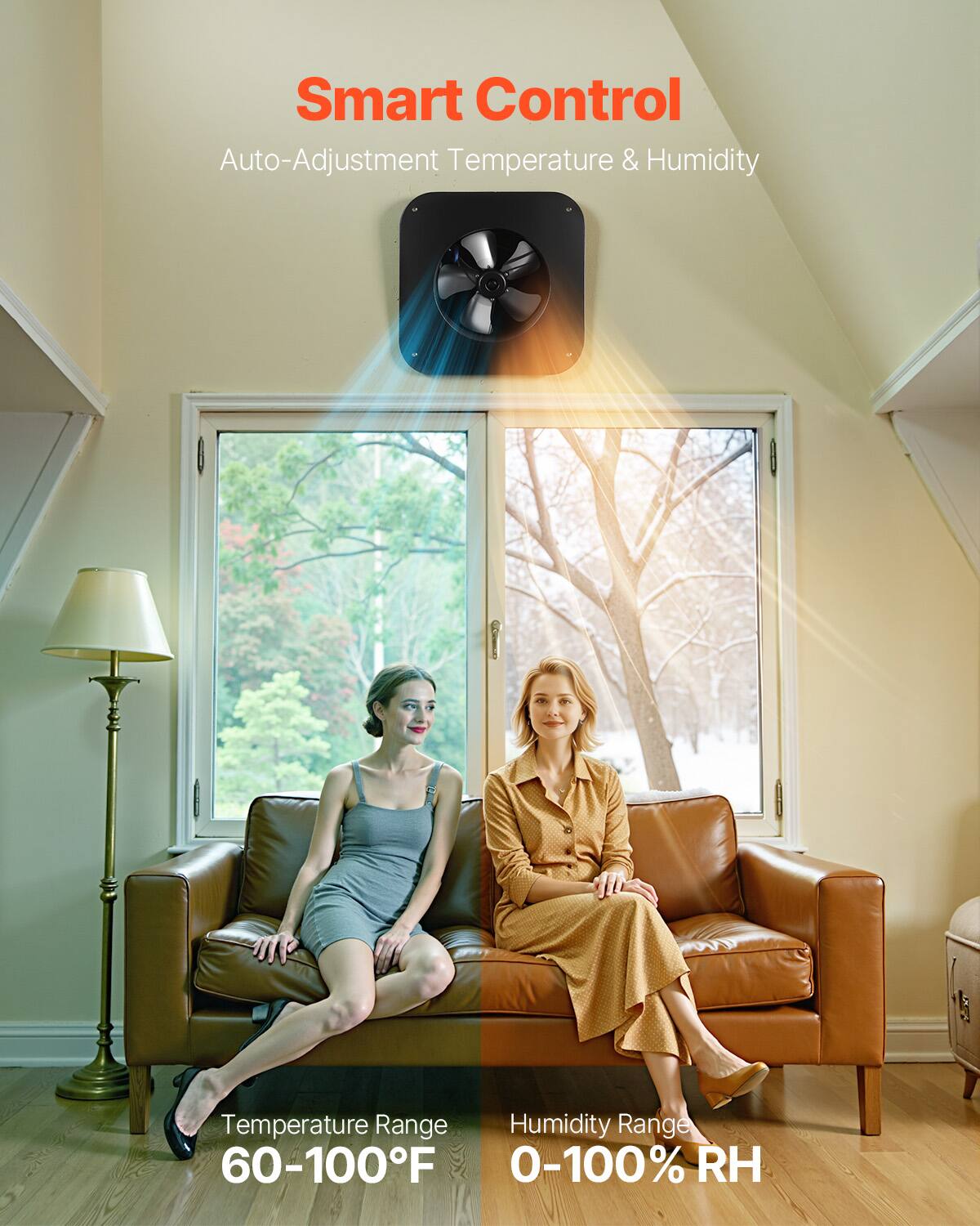 Smart Control  
Auto-Adjustment Temperature & Humidity  

Temperature Range: 60-100°F  
Humidity Range: 0-100% RH